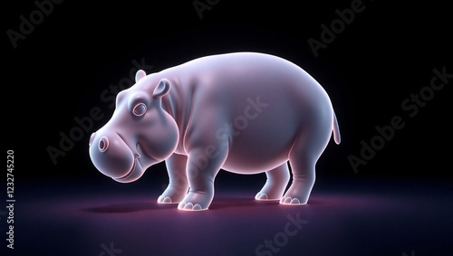 3D Minimalist Rendered Hippo Sculpture photo