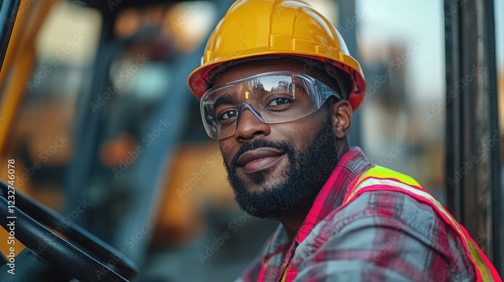 © Oktyabrskiii - Skilled construction worker with safety gear focused on machinery in an urban site during the day © Oktyabrskiii - Skilled construction worker with safety gear focused on machinery in an urban site during the day