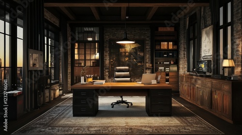 Wallpaper Mural Stylish Modern Office Interior with Elegant Furniture and Lighting Torontodigital.ca