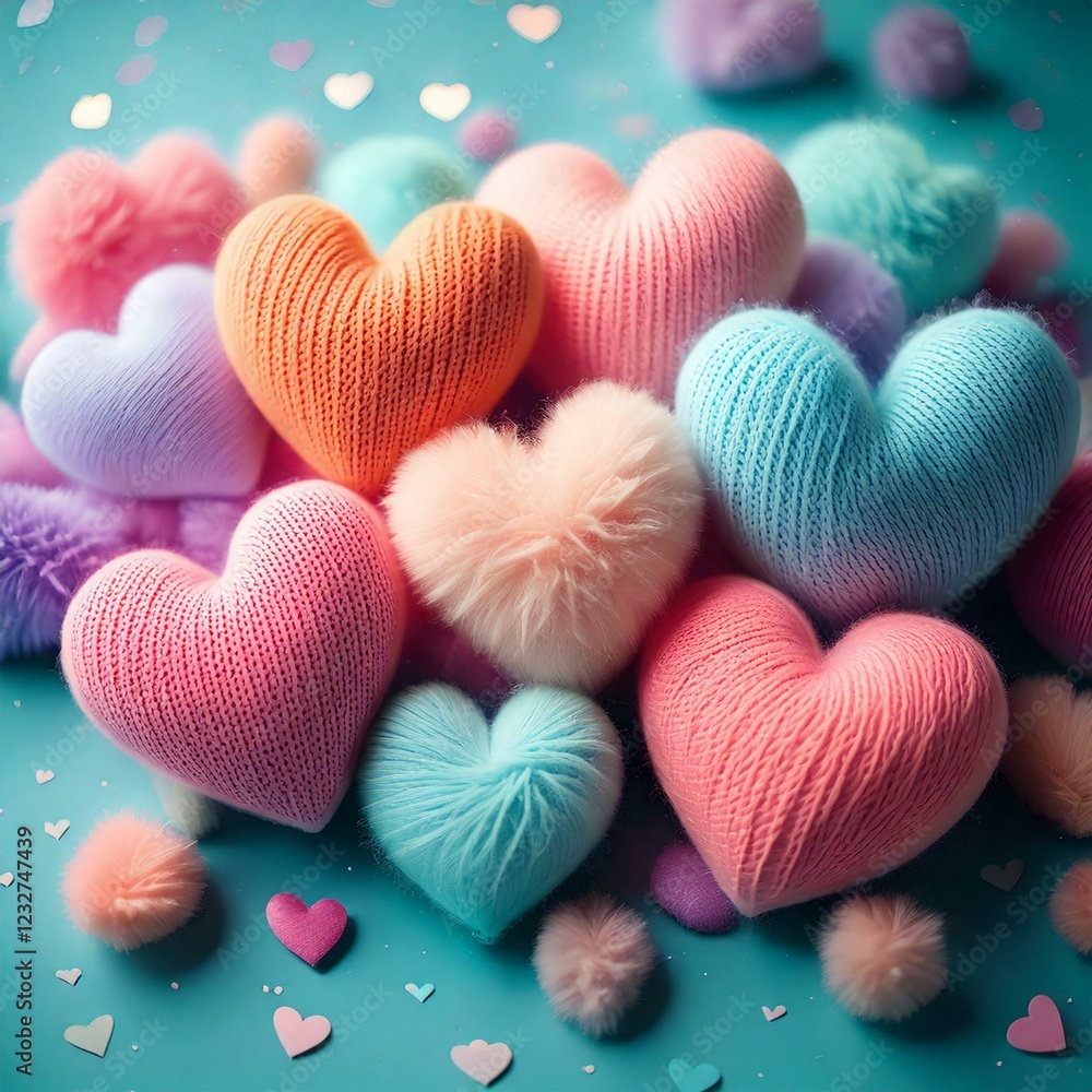 Fototapeta premium soft puffy hearts