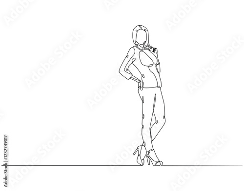 Wallpaper Mural Continuous line drawing of woman pose standing. Single line illustration of lady standing. Beautiful, Female, International women's day concept. Editable outline Torontodigital.ca