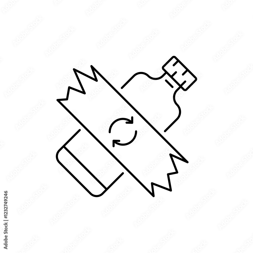 Outline Duct Tape with Environmental Symbol icon, showing sustainability. Outline Duct Tape with Environmental Symbol icon, showing sustainability.