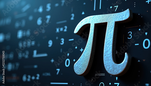 Modern banner with a shining silver Pi symbol contrasted against a dark backdrop, celebrating the International Day of Mathematics with stylish and engaging design elements.