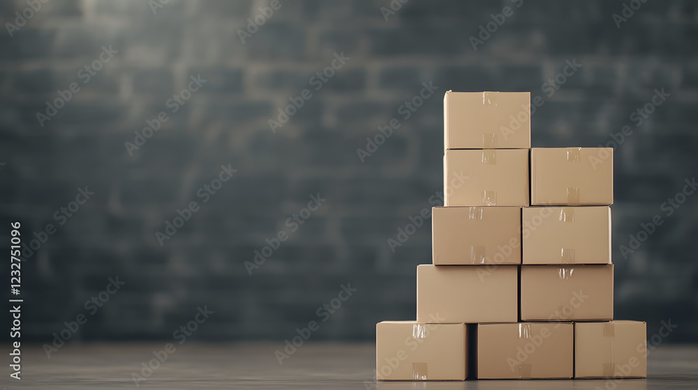 Warehouse concept with a close-up of stacked boxes and a blurred background, representing logistics, storage, and inventory management, ideal for business and supply chain imagery.
Warehouse concept with a close-up of stacked boxes and a blurred background, representing logistics, storage, and inventory management, ideal for business and supply chain imagery.