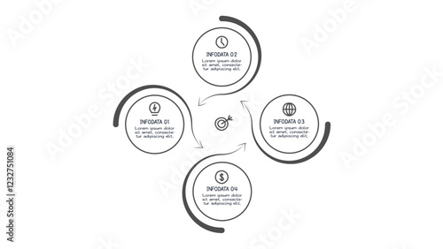 Doodle infographic elements with 4 options. Vector business template for presentation