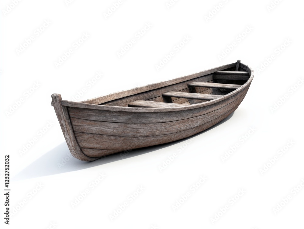 empty wooden rowboat isolated on white background empty wooden rowboat isolated on white background