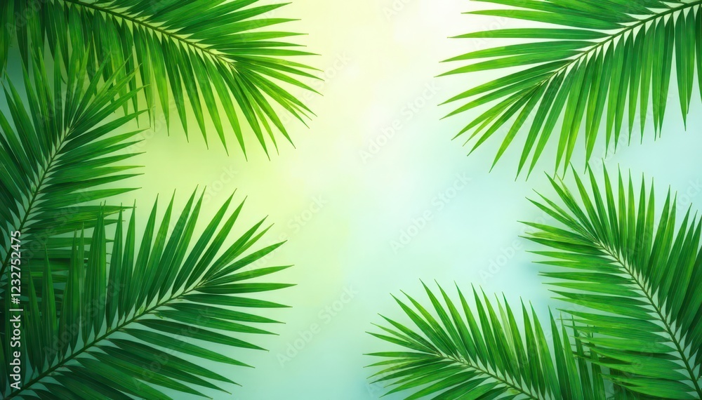 Overlapping green palm fronds, tropical texture, holiday, texture Overlapping green palm fronds, tropical texture, holiday, texture