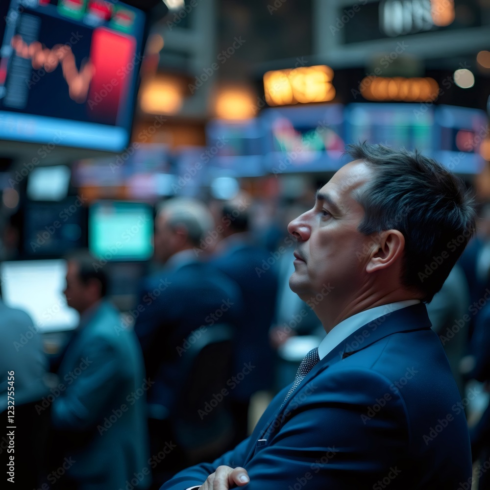 Fototapeta premium a man in a suit and tie is looking up at a