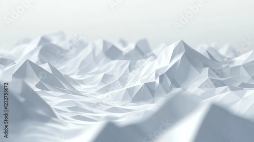 Fototapeta Naklejka Na Ścianę i Meble -  Abstract Geometric Mountains Landscape - Stunning 3D Digital Art