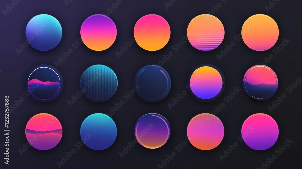 Colorful Gradient Circles: A Collection of Modern Graphic Design Elements Colorful Gradient Circles: A Collection of Modern Graphic Design Elements
