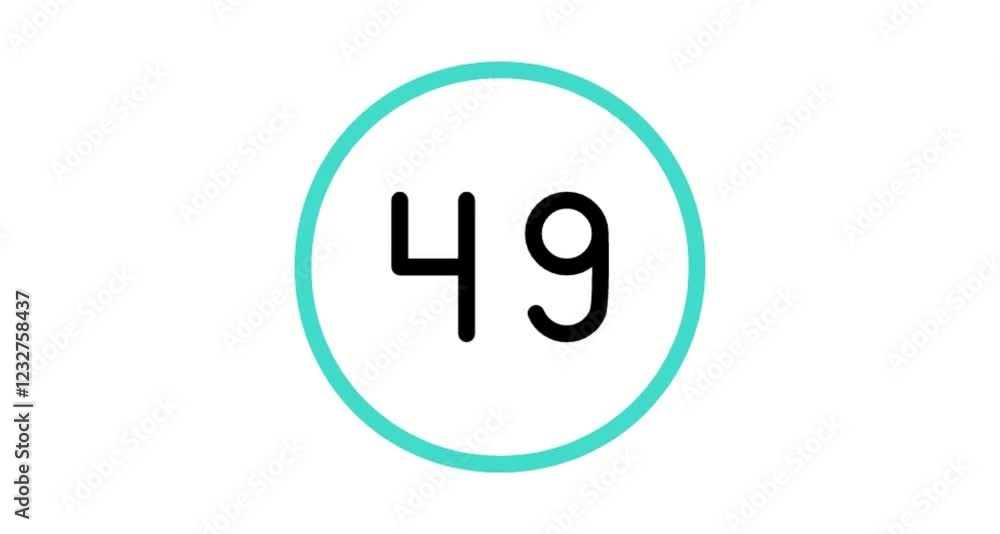Blue circle number 49 button icon animation videos Blue circle number 49 button icon animation videos