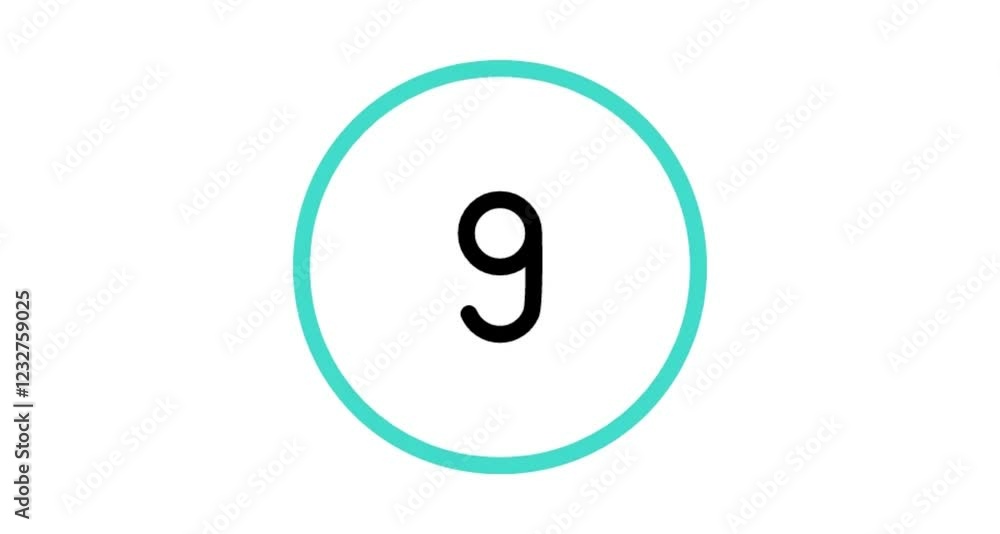 Blue circle number 9 button icon animation videos Blue circle number 9 button icon animation videos