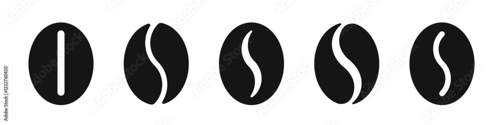 Coffee bean vector icon set. Coffee beans icons.