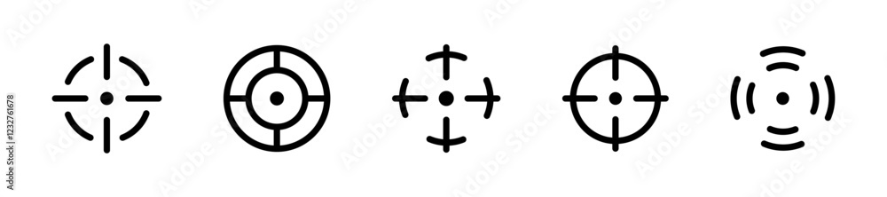 Aim sniper icon set. Crosshair and targeting symbols Aim sniper icon set. Crosshair and targeting symbols