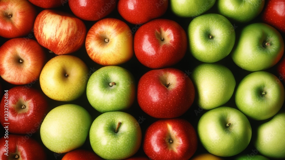 Vibrant Red and Green Apples: Close-Up Feast for the Eyes Vibrant Red and Green Apples: Close-Up Feast for the Eyes