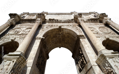 Triumphal Arch of Constantine in the Imperial Forum of Rome, Italy. Png File.