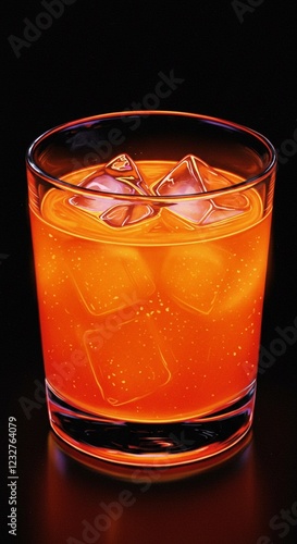 glass of orange cocktail on a black background