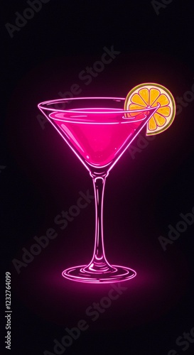 neon cosmopolitan cocktail icon