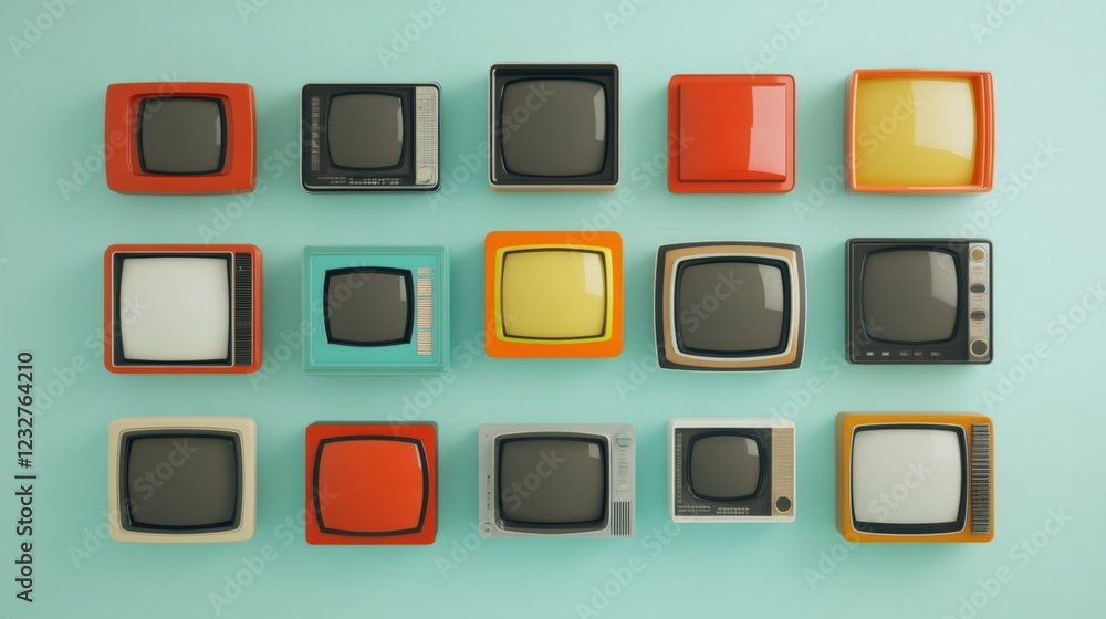 retro television sets on a teal background retro television sets on a teal background