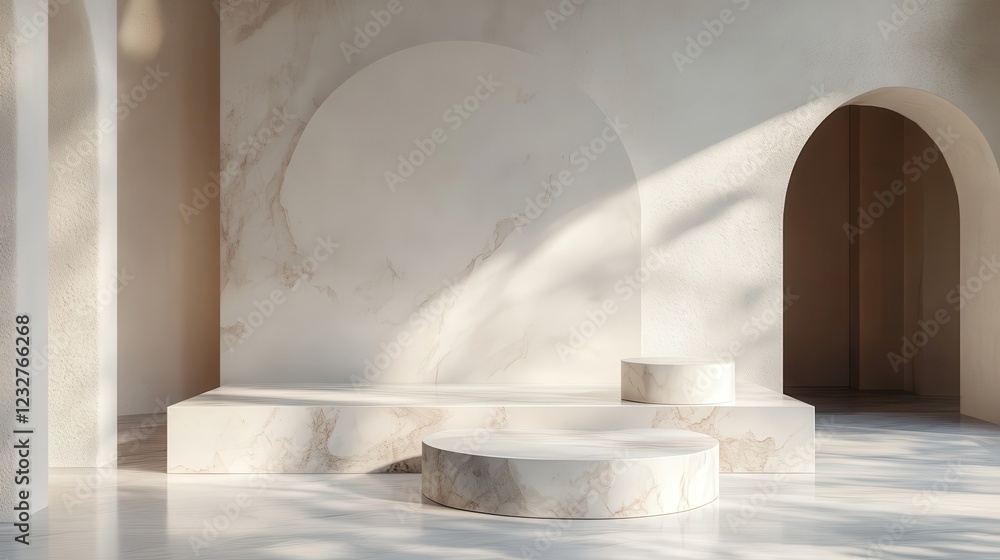 White marble bench positioned against a wall in a modern interior room setting White marble bench positioned against a wall in a modern interior room setting