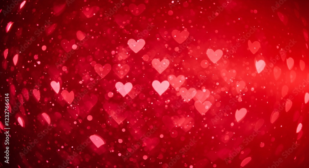 Heart shaped blurred bokeh lights. Abstract romantic background for Valentines Day. Bright red backdrop for wedding. Holiday of love. Festive banner for Women's Day, Mother's Day, birthday event Heart shaped blurred bokeh lights. Abstract romantic background for Valentines Day. Bright red backdrop for wedding. Holiday of love. Festive banner for Women's Day, Mother's Day, birthday event