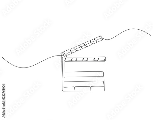 Continuous one line drawing of movie clapperboard. One line drawing illustration of national cinema day. Cinema, Film producer equipment concept line art. Editable outline