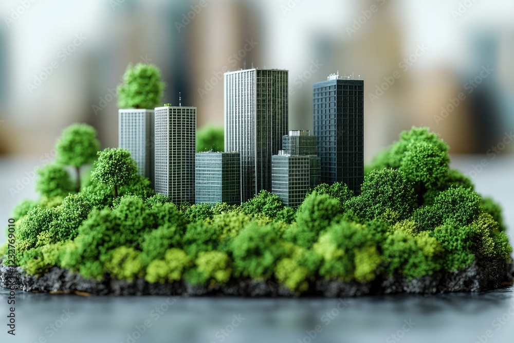 Fototapeta premium Green City: Eco-Friendly Urban Design Flourishes
