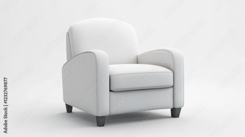 Fototapeta premium White Upholstered Armchair Isolated on White Background