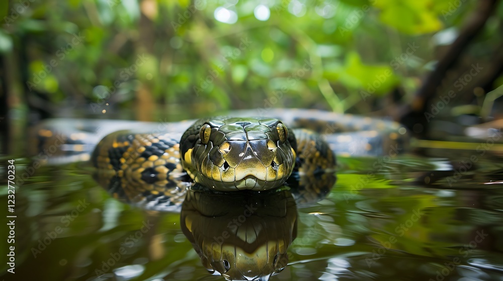 Water Snake Gliding Through the Amazon Rainforest Water Snake Gliding Through the Amazon Rainforest