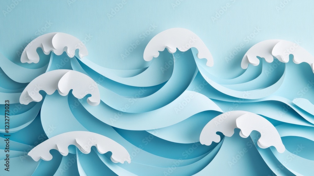 Stunning Paper Waves: A Blue Ocean Abstract Art Stunning Paper Waves: A Blue Ocean Abstract Art