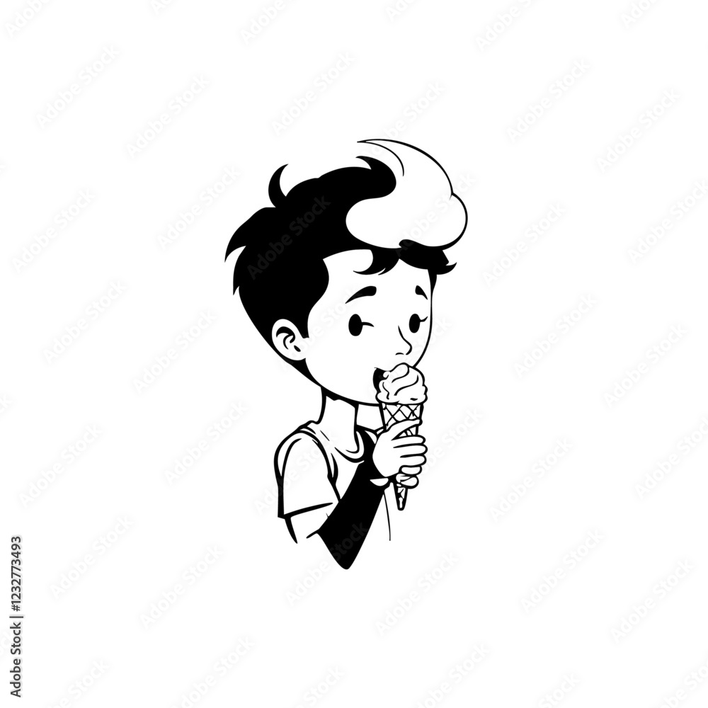 Kid Eating Ice Cream Vector Logo Design Kid Eating Ice Cream Vector Logo Design