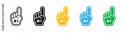 Best fan number one glove icons. Foam gloves with raised finger