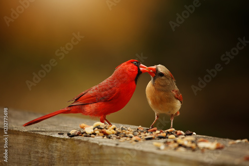 Male and Female Cardinal Mating Ritual