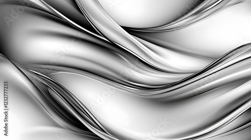 Abstract grayscale flowing metallic waves design