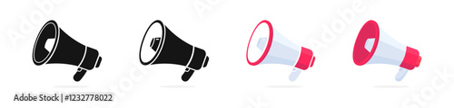Megaphone icons set. Loudspeaker megaphone icon set. Advertising concept. Loudspeaker megaphone symbols. Marketing, advertising, promotion