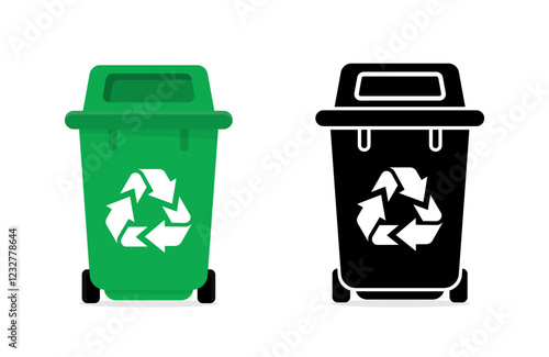 Trash bin.  Garbage bin. Waiste container icons. Rubbish bin icons. Trash can, dusbin, garbage container, dumpster isolated elements.