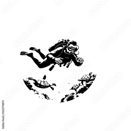 Scuba Diving Vector Logo Design
