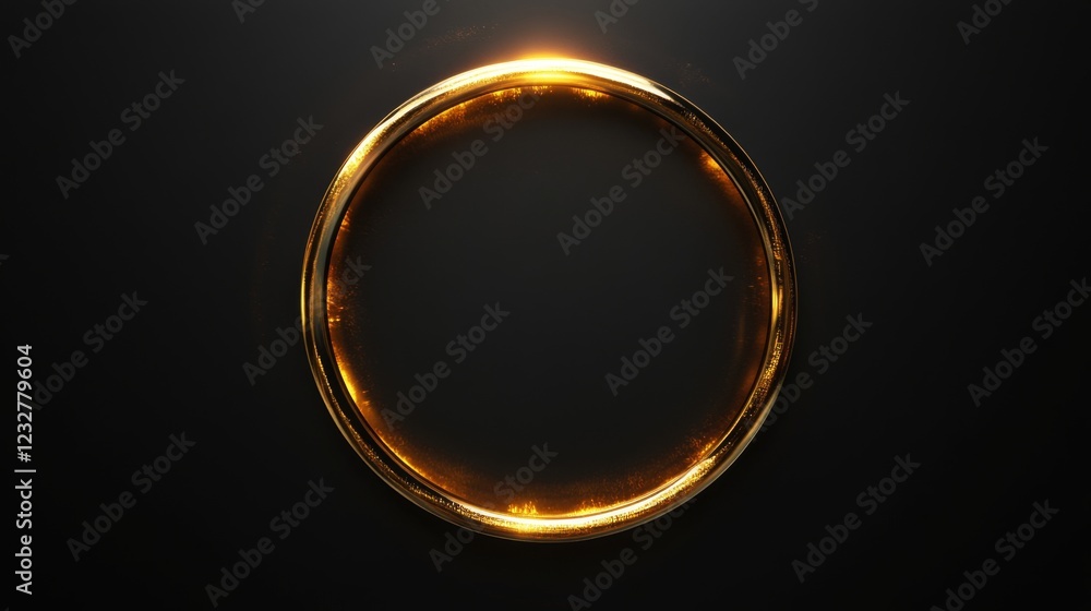 Golden Circle Frame on Black Background - Elegant and Modern Design Golden Circle Frame on Black Background - Elegant and Modern Design