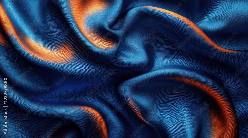 Obraz premium Blue silk fabric, draped, studio shot, elegant texture, background