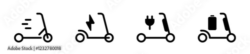 Electric scooter icon set. E-scooter icons. Electric kickscooter