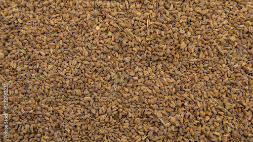 Thymol Seeds, Carom Seeds, Bishop's Weed Ajwain, Full Frame, Top View