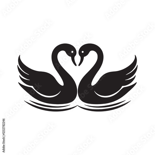 Serenade of Serenity Swans in the Silhouetted Nature-Crafted Heart