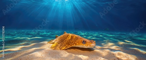 Angelshark ocean sandy bottom sunlight