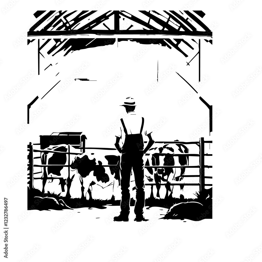 Naklejka premium Cow Farm Vector Logo Design