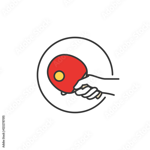 This icon showcases a shakehand grip position, gripping a red table tennis racket, symbolizing Olympic table tennis. A yellow ball adds a touch of intensity to the design.