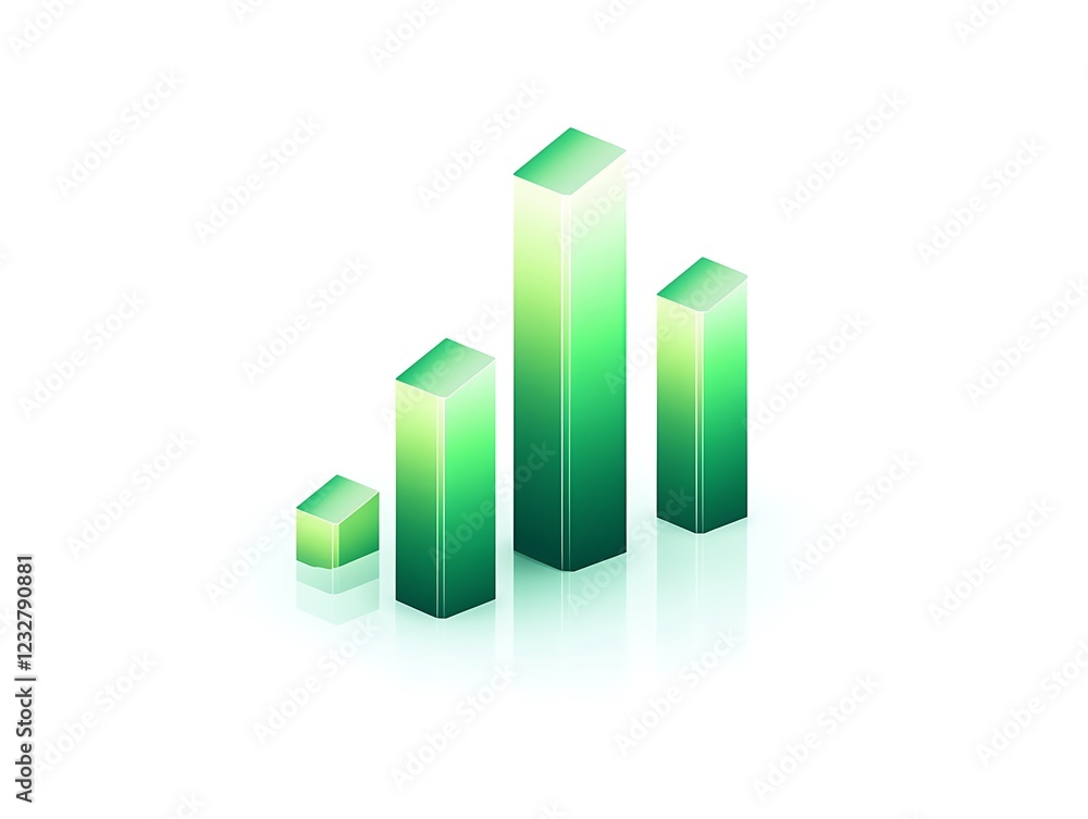 Professional financial services icon with a smooth gradient bar graph in green hues set against a soft white background symbolizing stability Professional financial services icon with a smooth gradient bar graph in green hues set against a soft white background symbolizing stability