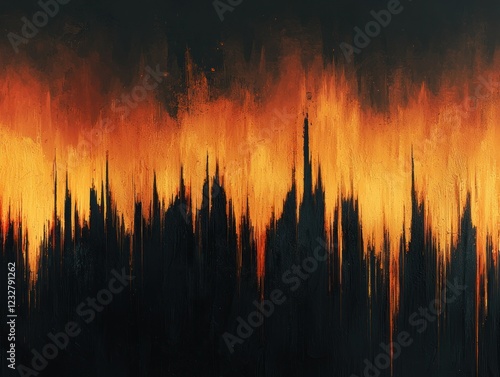 Cityscape engulfed in flames, apocalyptic background, potential banner photo