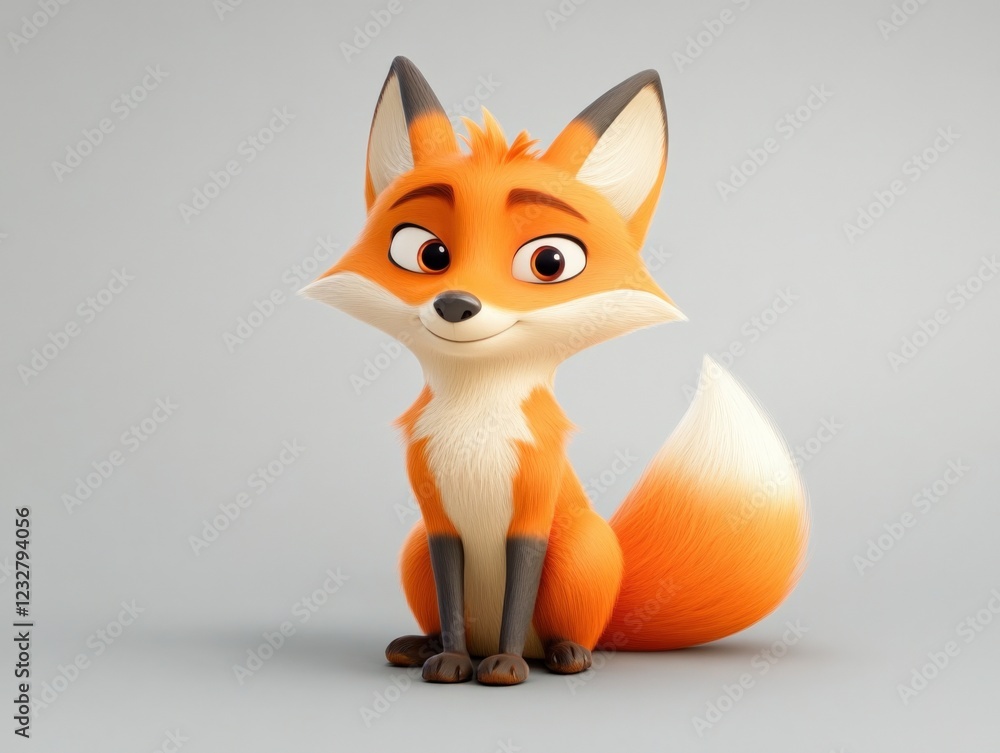 Obraz premium cute cartoon fox sitting