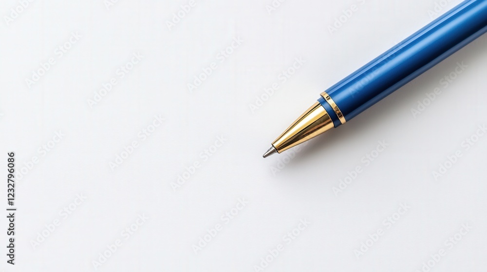 blue and gold pen on white paper background blue and gold pen on white paper background