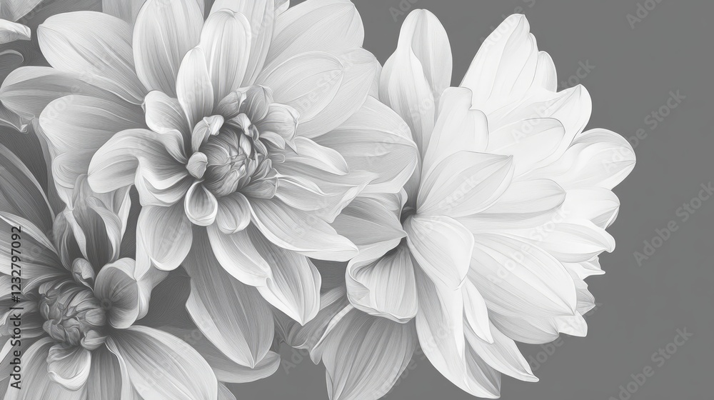 Obraz premium Elegant Black and White Floral Arrangement with Soft Petals